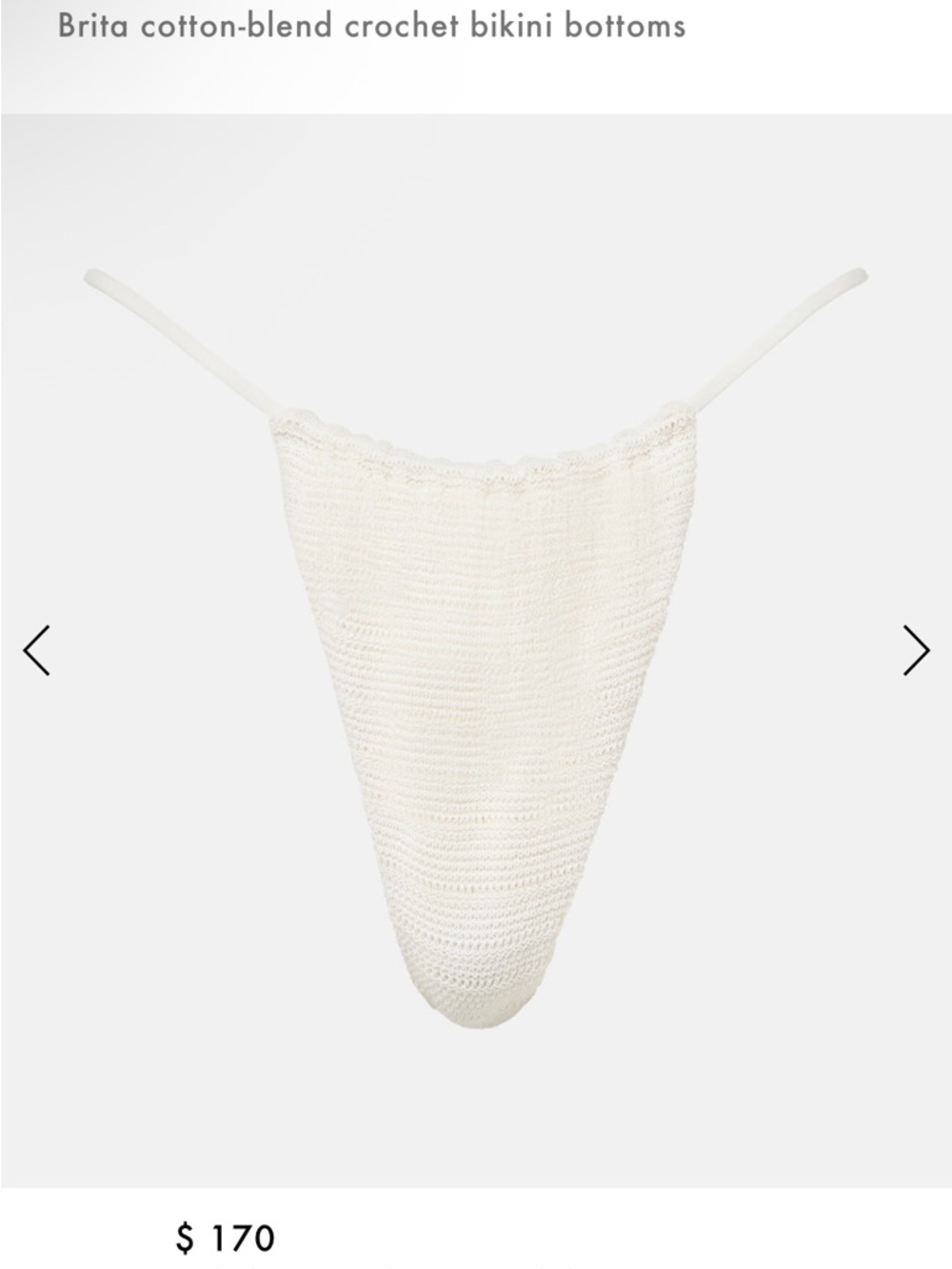 Faithfull- Cream Crochet Bikini Bottom - white size Small